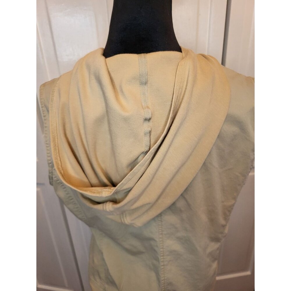 New York & Company Khaki Hooded Zip Up Vest L Y2K Streetwear Sporty Preppy Retro - Picture 3 of 9